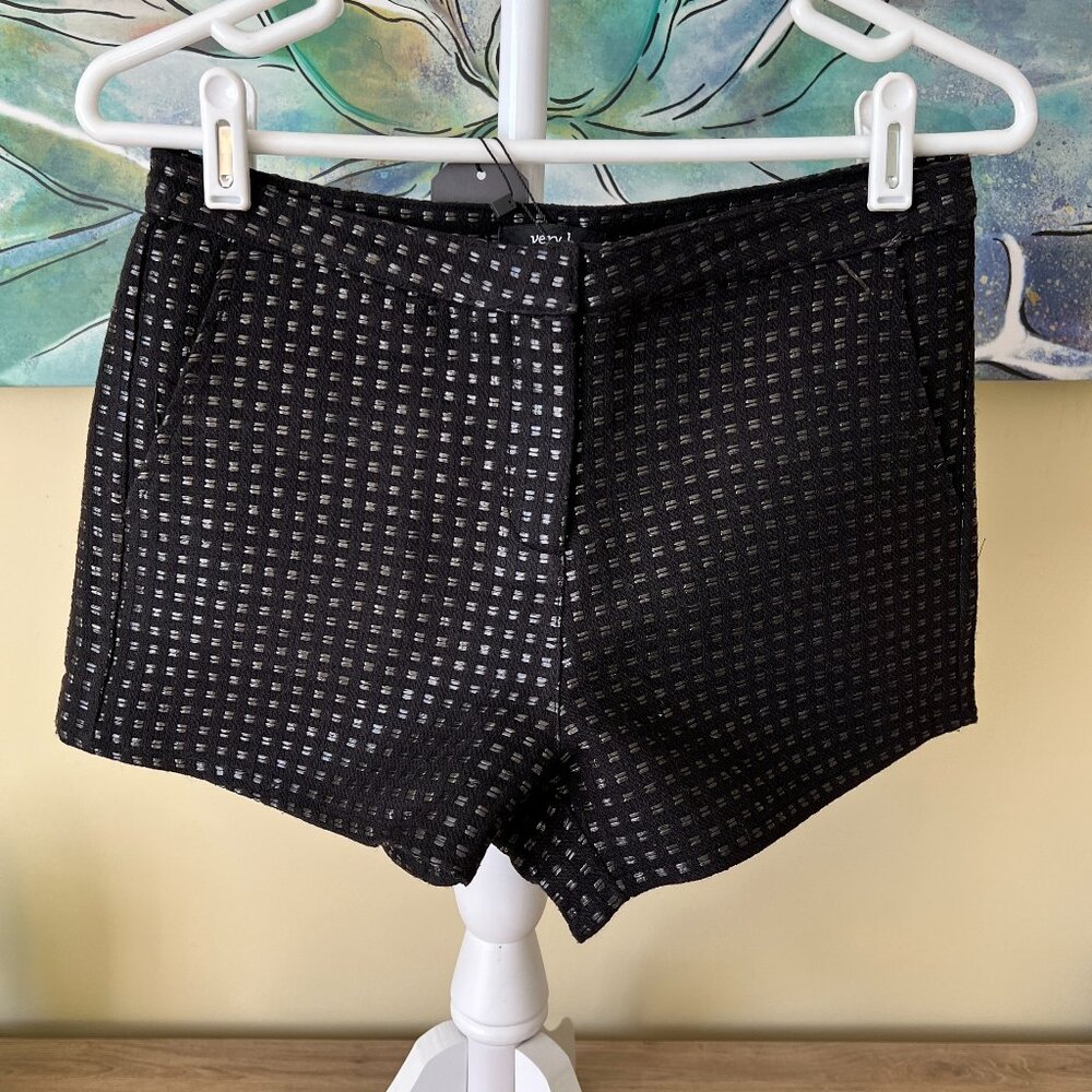 Very J Black Woven Waffle Shorts
